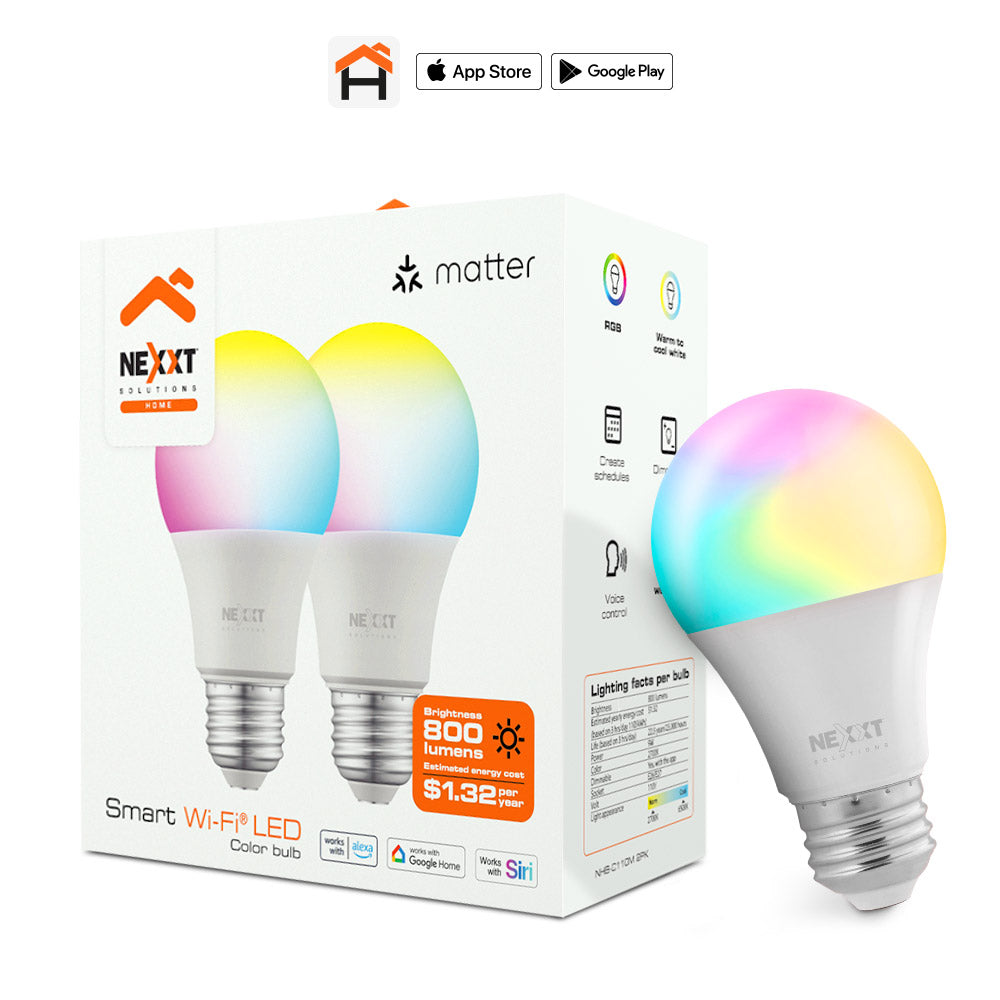 Bombilla inteligente 2pck RGB Wi-Fi Nexxt NHB-C110M