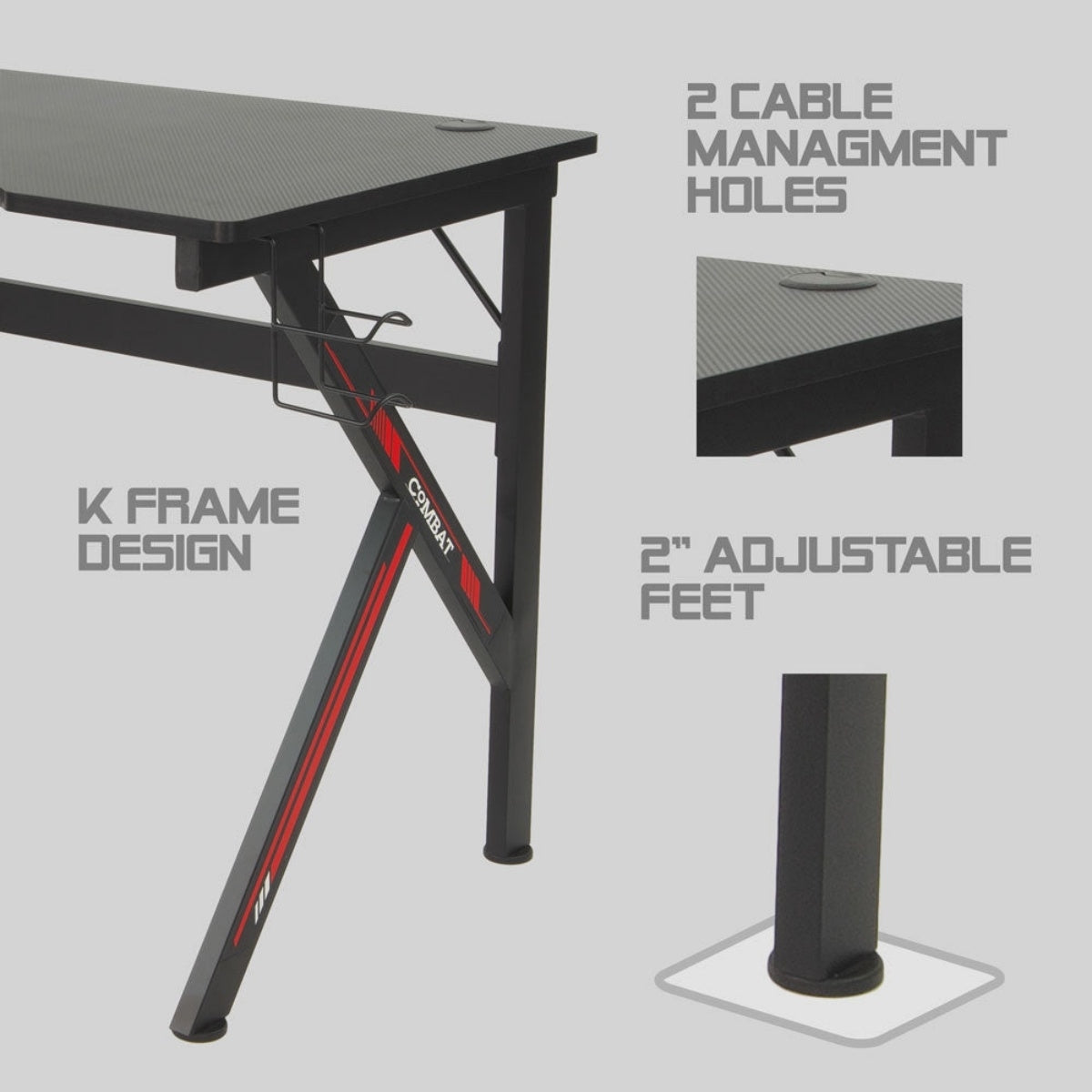 Escritorio Gaming Argom Ergo Z47 carbono