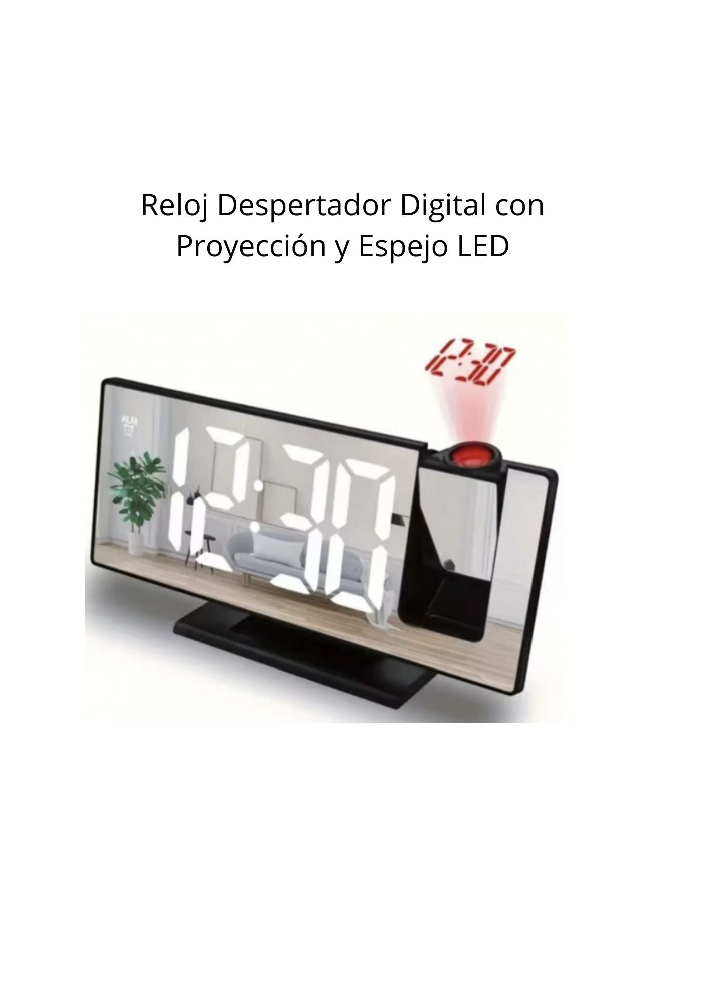 Reloj Despertador Digital con Proyección y Pantalla LED para Dormitorio
