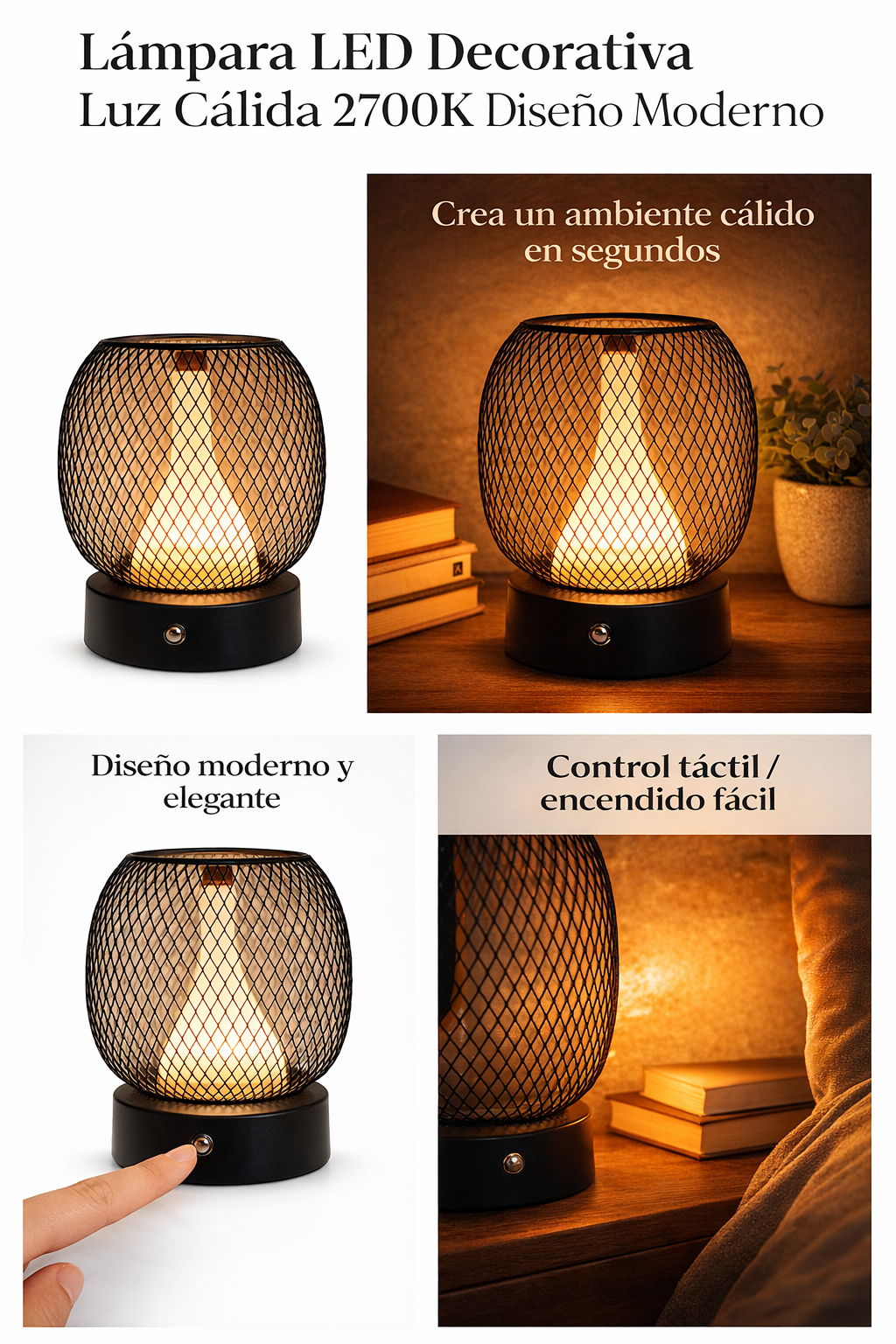 Lámpara de Mesa Inalámbrica LED Táctil
