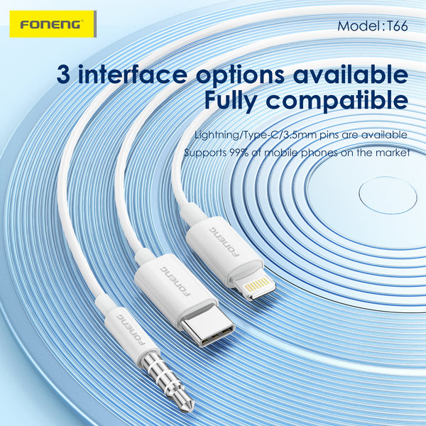 Audífonos Foneng T66 Lightning In Ear con Micrófono HD