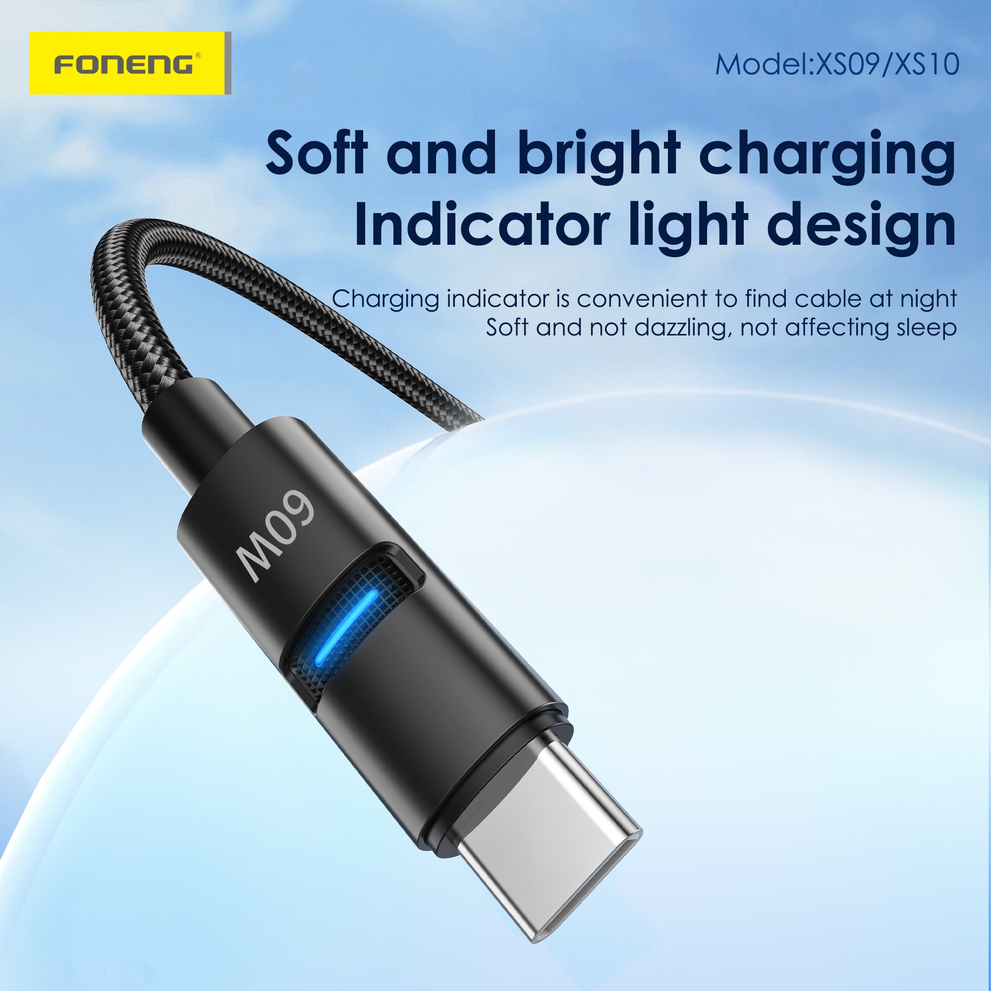 Cable Foneng XS10 60W Trenzado 3 en 1 Tipo-C y Lightning