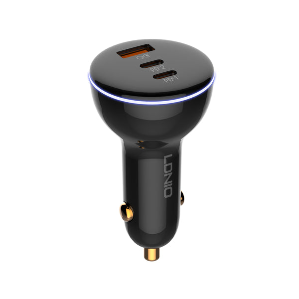 Cargador Carro 160W LDNIO C102 2×USB-C PD + USB-A QC