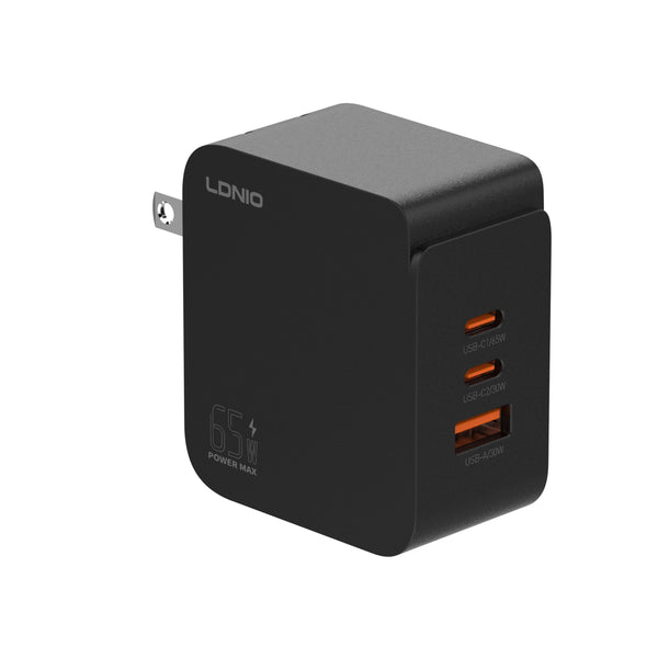 Cargador Rápido LDNIO Q4 65W con 2 USB-C y USB-A