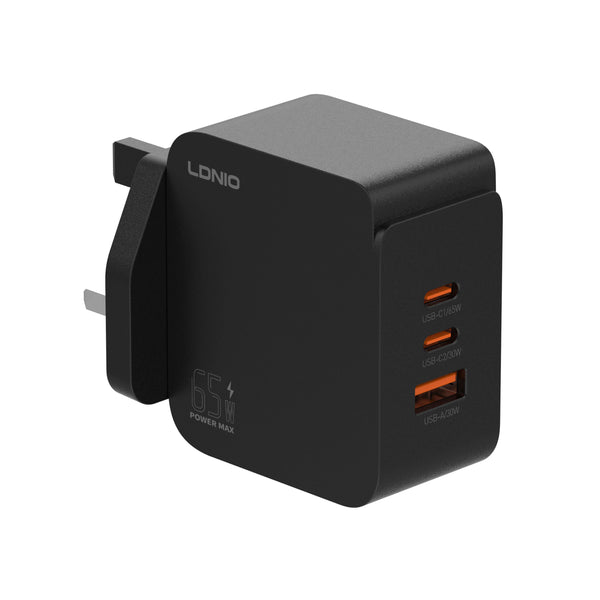 Cargador Rápido LDNIO Q4 65W con 2 USB-C y USB-A