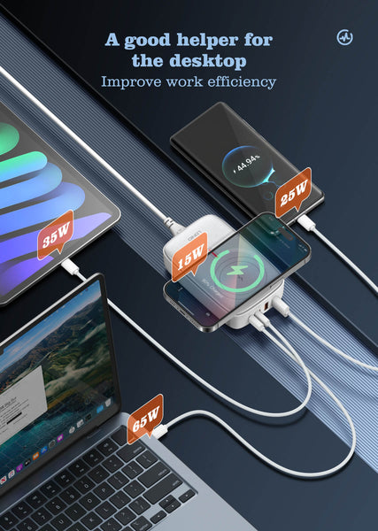 Cargador Inalámbrico Multipuerto LDNIO Q4010 140W de Escritorio