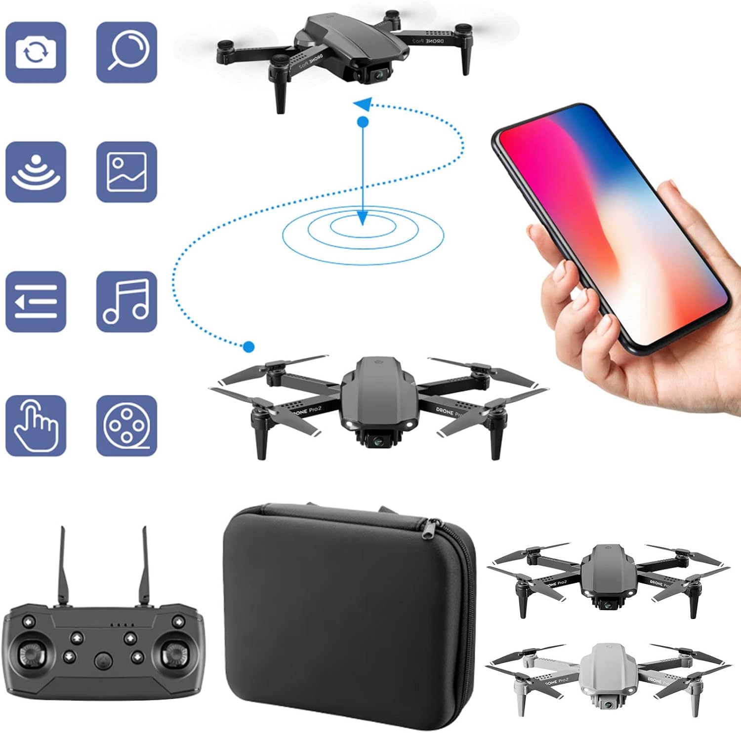 Drone Mini Pro plegable con cámara y control remoto