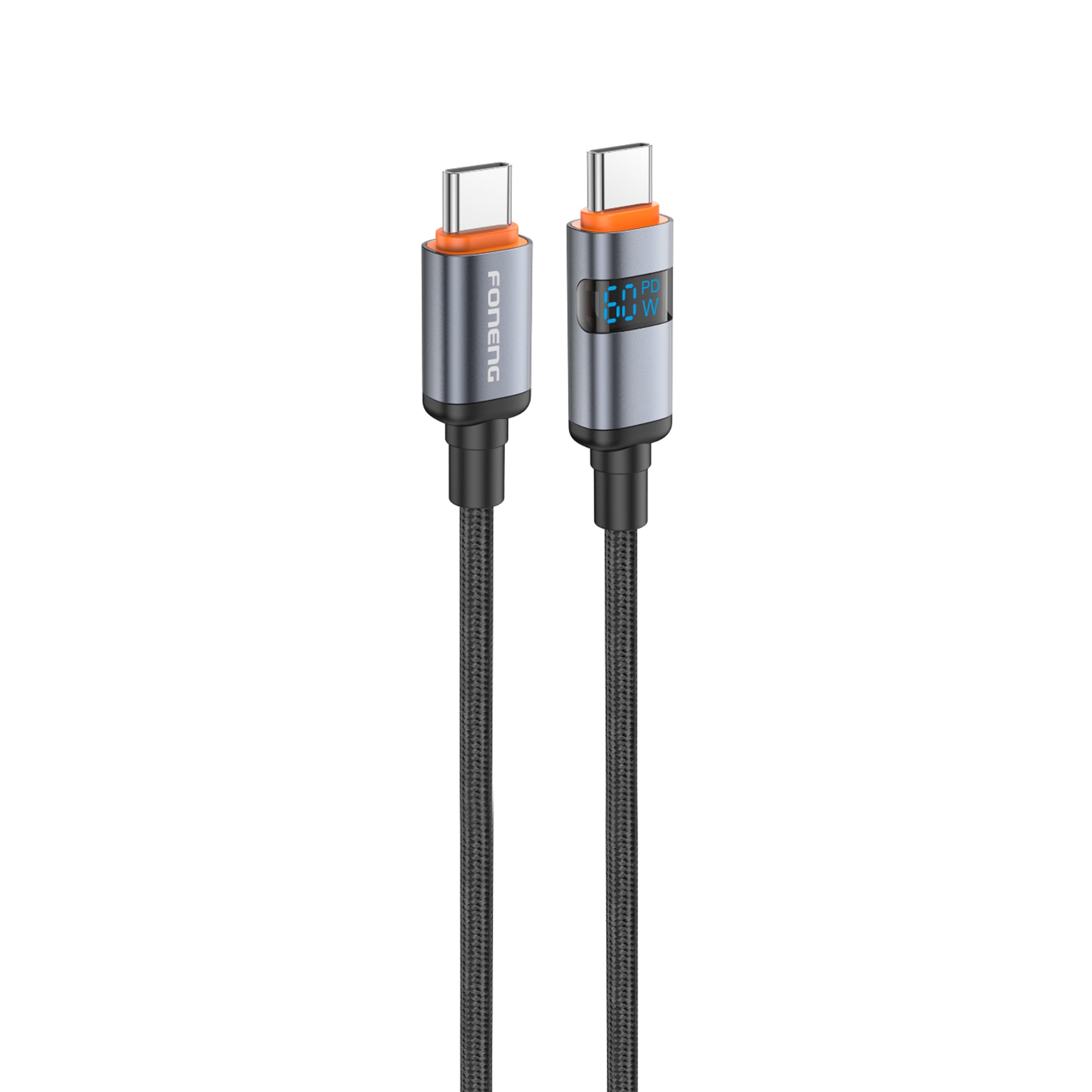 Cable Foneng X116 USB-C a USB-C 60W con Pantalla Digital