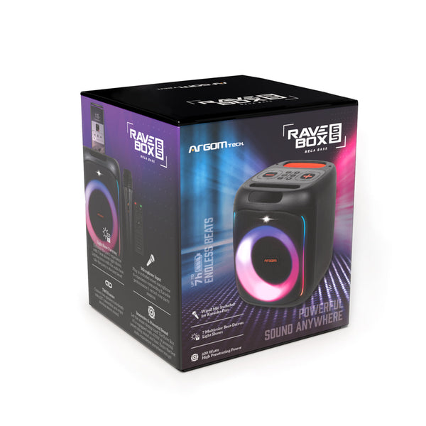 Bocina Bluetooth Argom Rave Box 65 con Luces LED y Karaoke