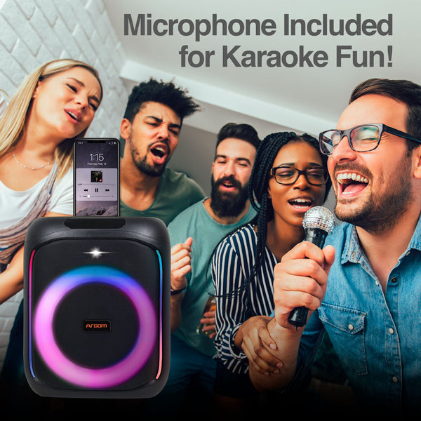 Bocina Bluetooth Argom Rave Box 65 con Luces LED y Karaoke