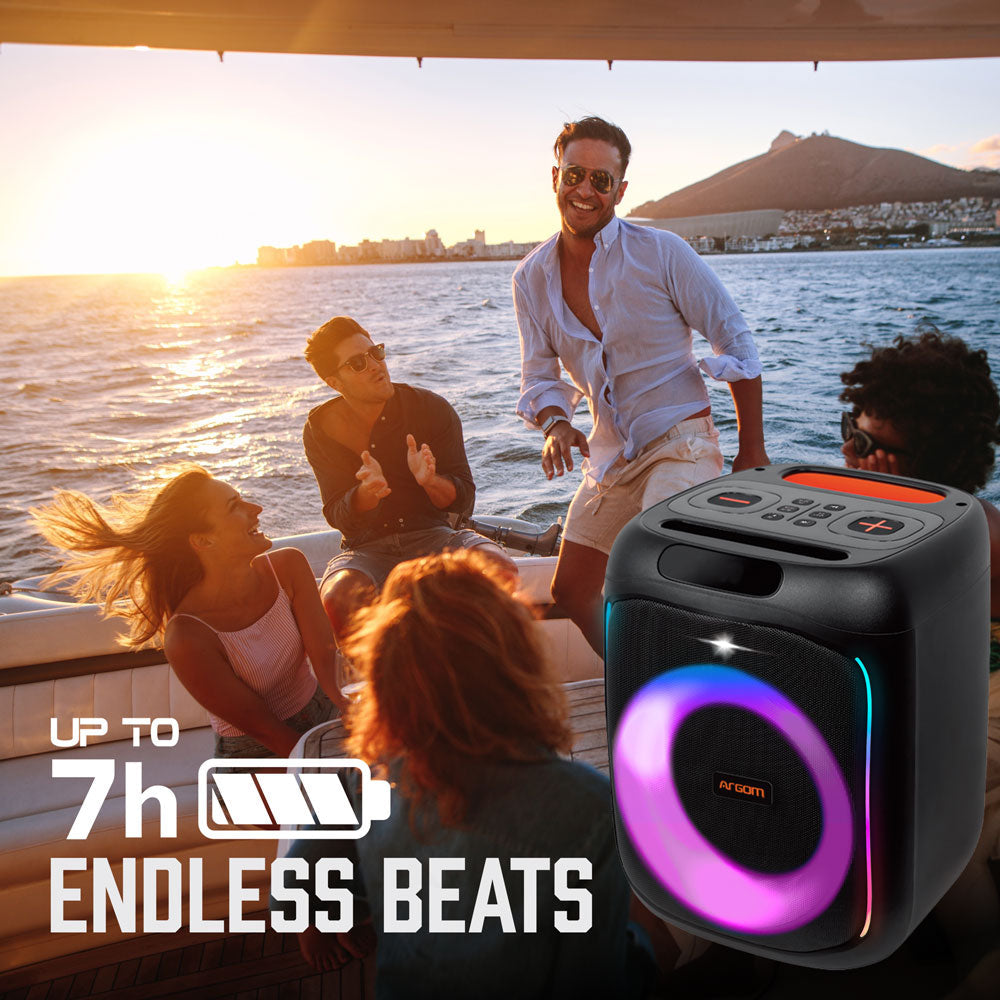 Bocina Bluetooth Argom Rave Box 65 con Luces LED y Karaoke