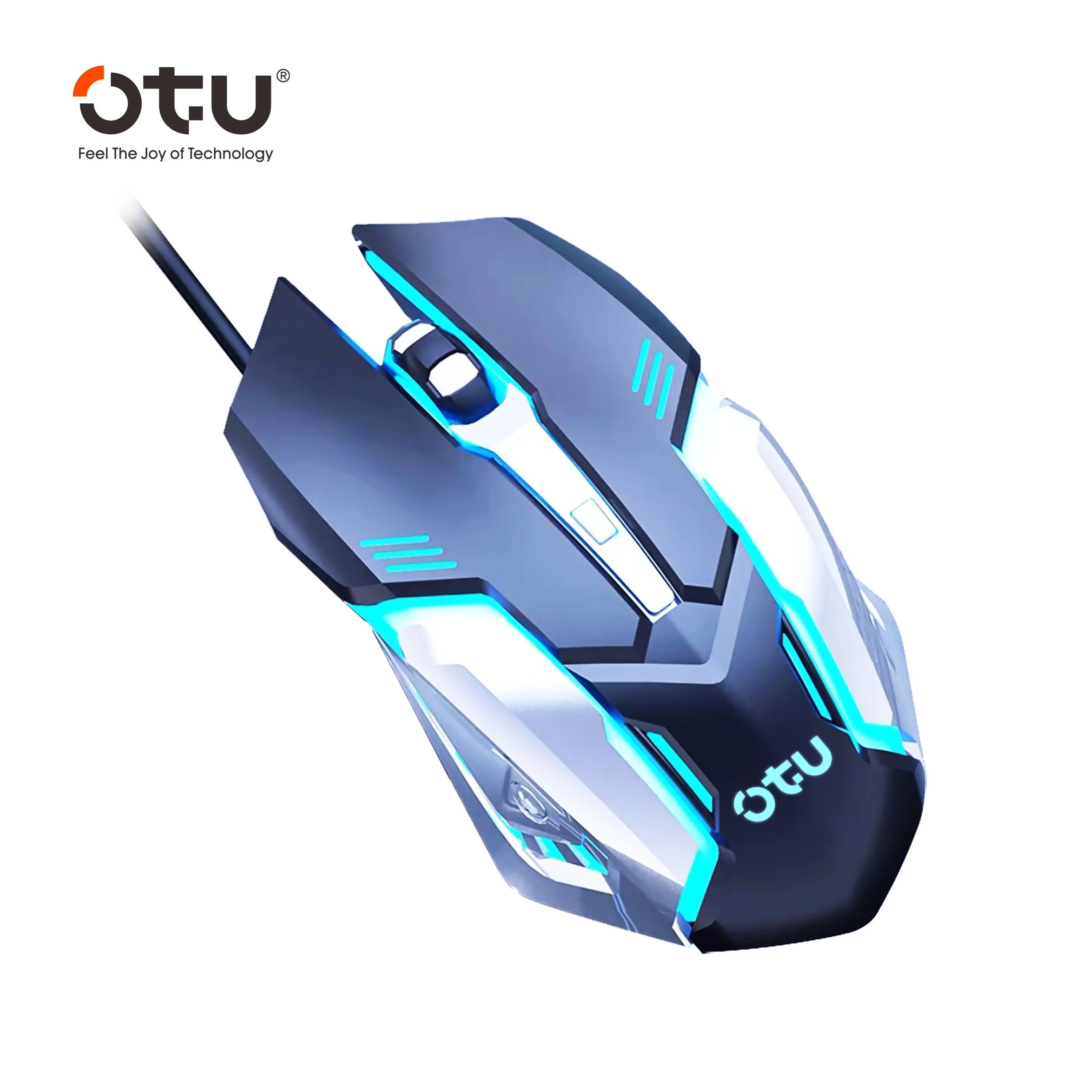 Mouse gamer con cable OTU S02 RGB com DPI ajustables