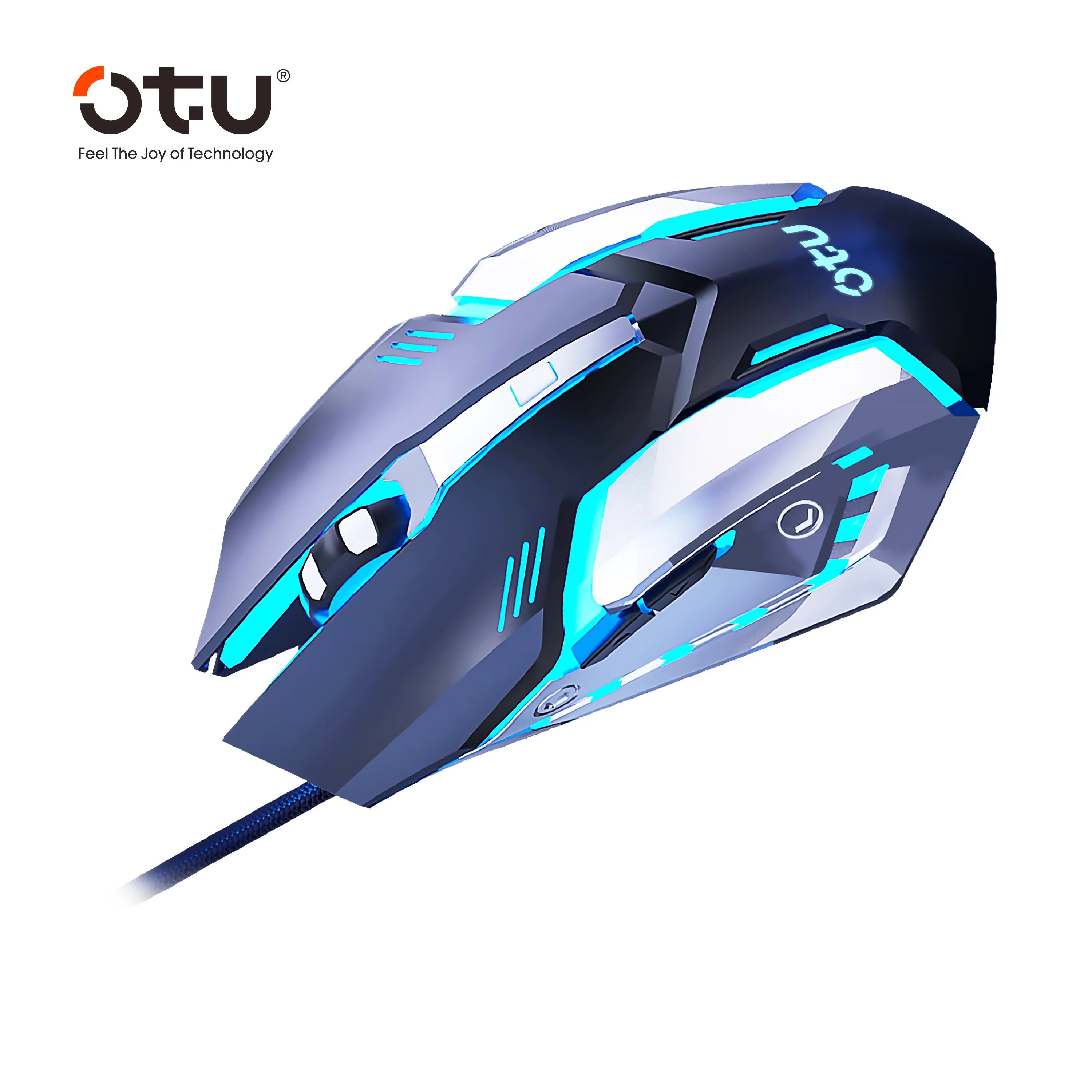 Mouse gamer con cable OTU S02 RGB com DPI ajustables