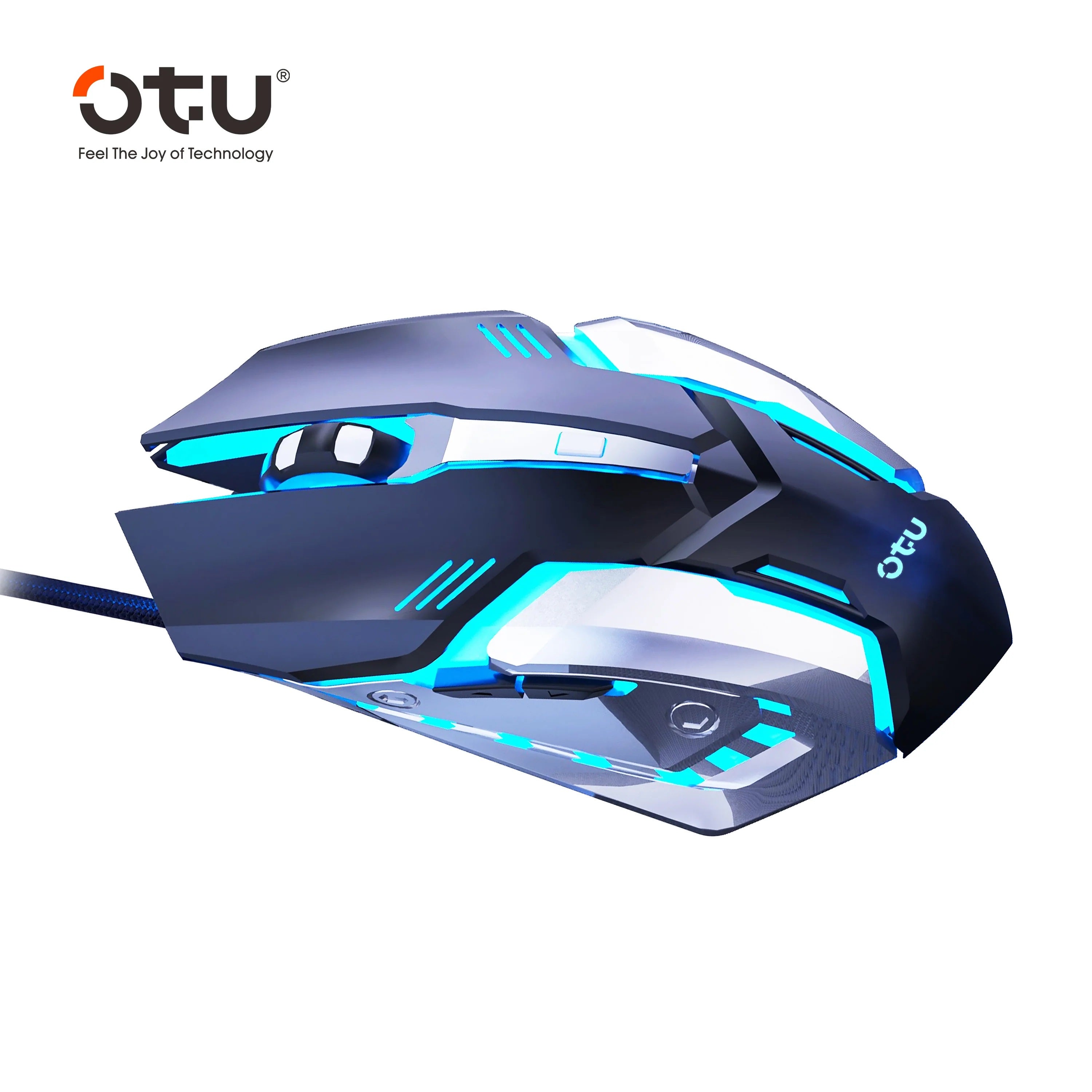 Mouse gamer con cable OTU S02 RGB com DPI ajustables