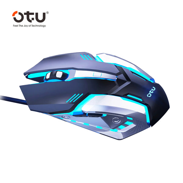 Mouse gamer con cable OTU S02 RGB com DPI ajustables