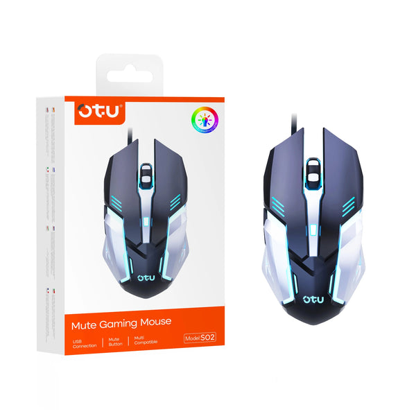Mouse gamer con cable OTU S02 RGB com DPI ajustables