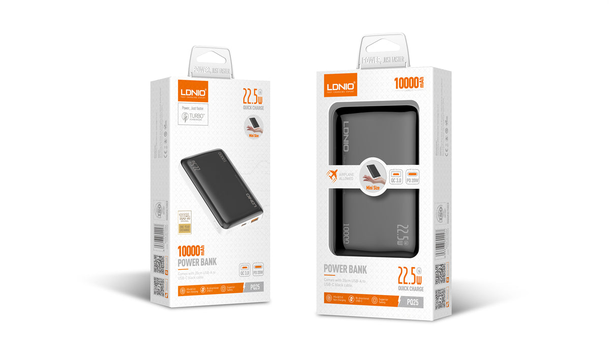 Power Bank LDNIO PQ25 10000mAh Carga Rápida 22.5W