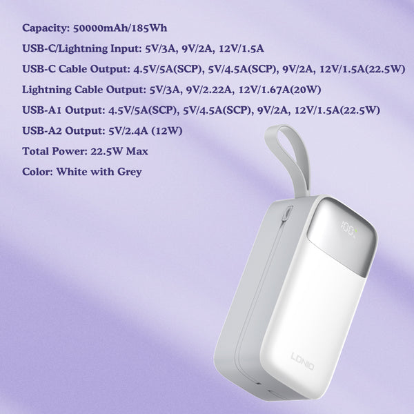 Power Bank LDNIO PQ50 50000mAh 22.5W