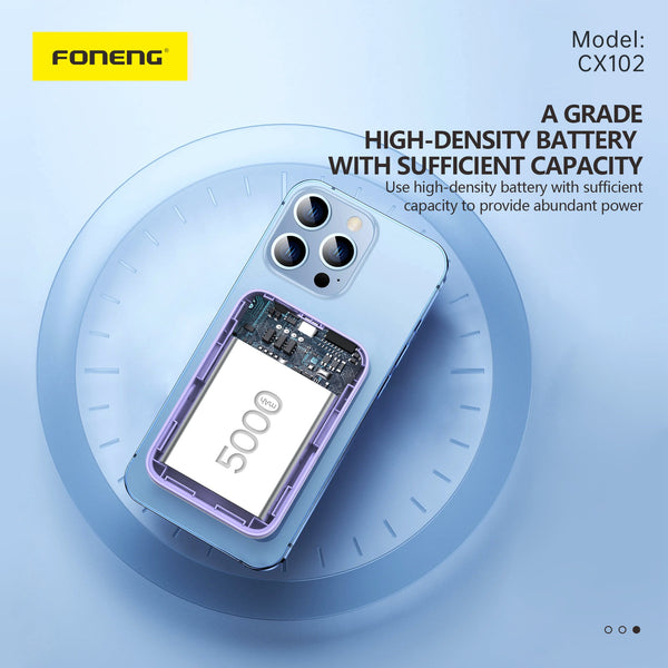 Power Bank Magnético Inalámbrico Foneng CX102 5000mAh 15W BLK